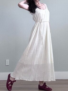 ✨Ethereal Cream Maxi Dress with Tie Waist✨